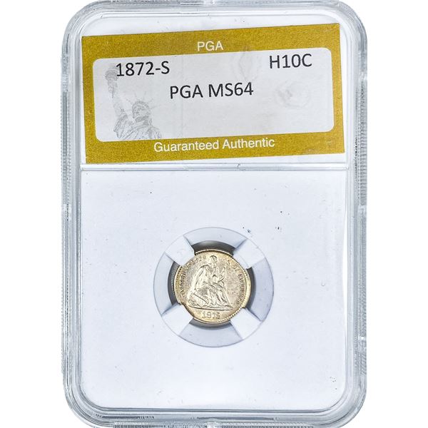 1872-S Seated Liberty Half Dime PGA MS64