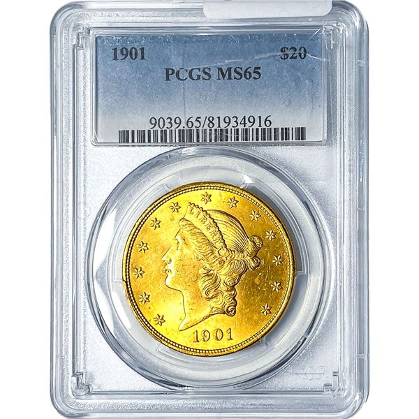 1901 $20 Gold Double Eagle PCGS MS65