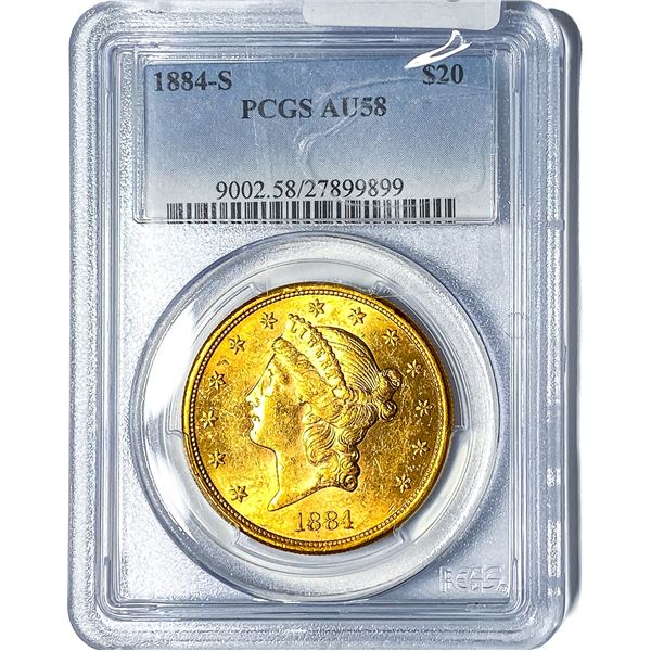 1884-S $20 Gold Double Eagle PCGS AU58