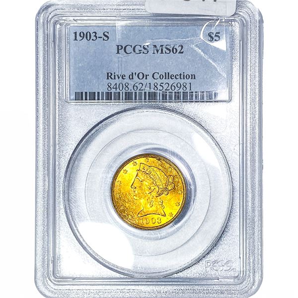 1903-S $5 Gold Half Eagle PCGS MS62