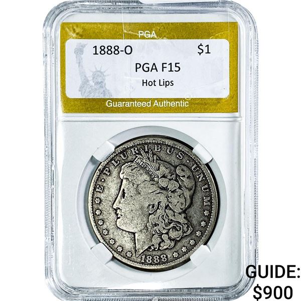 1885-O Morgan Silver Dollar PGA F15 Hot Lips