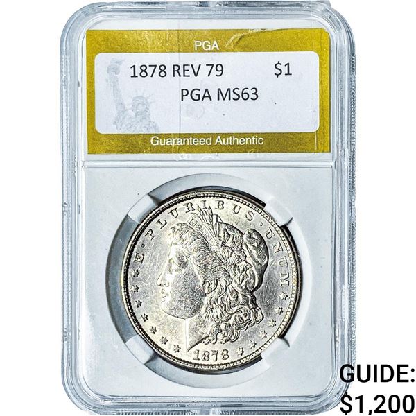 1878 Rev 79 Morgan Silver Dollar PGA MS63