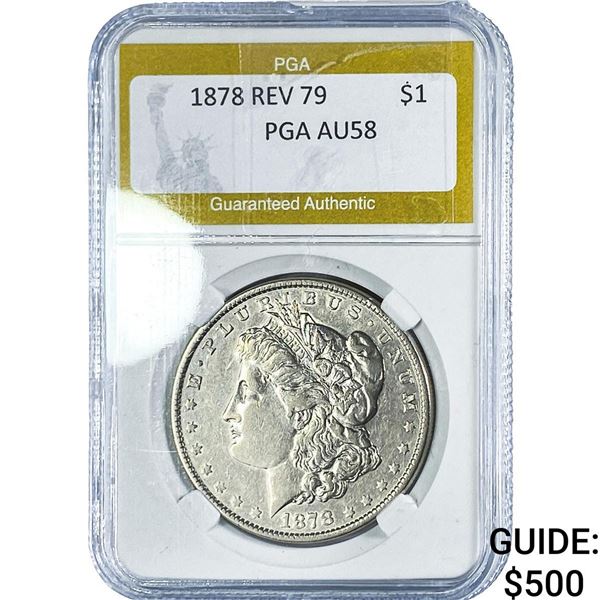 1878 Rev 79 Morgan Silver Dollar PGA AU58