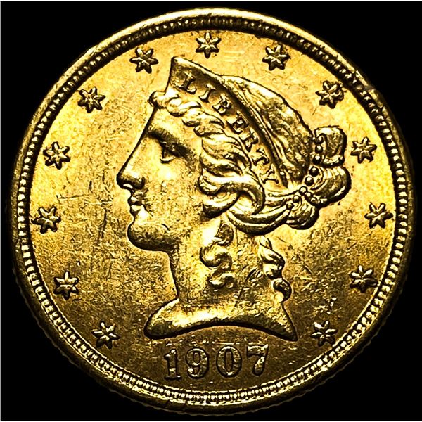 1907 $5 Gold Half Eagle