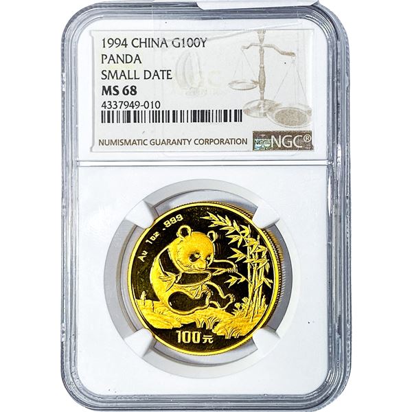 1994 Gold 100Y China Panda Small Date 1oz NGC