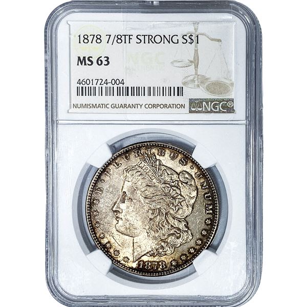 1878 7/8TF Morgan Silver Dollar NGC MS63 Strong