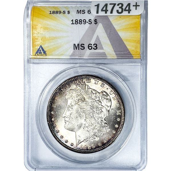 1889-S Morgan Silver Dollar ANACS MS63