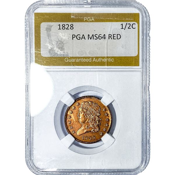 1828 Classic Head Half Cent PGA MS64 Red