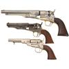 Three Colt Antique Revolvers -A) Colt Model 1860 Army Percussion Revolver  B) Colt Model 1862 Police