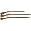 Image 1 : Three Flintlock Muskets -A) Ketland Short Horse Musket  B) European Flintlock Musket  C) Unmarked Fl