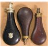 Image 1 : Three Leather Covered Powder Flasks
