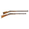 Image 1 : Two Percussion 19th Century Half-stock Rifles -A) V. Shuler Percussion Half-stock Rifle  B) D.H. Hil