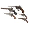 Image 1 : Five European Revolvers -A) Engraved French Double Action Pinfire Revolver  B) Belgium Folding Trigg