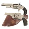 Image 1 : Two Antique Revolvers -A) Engraved Mohawk Spur Trigger Revolver  B) Smith & Wesson .32 Safety First 