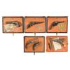 Image 1 : Six Antique Handguns Mounted in Custom Display Cases -A) Allen & Thurber Medium Size Pepperbox  B) J