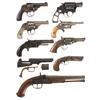 Image 1 : Nine Handguns -A) U.S. Revolver Co. Safety Hammerless Revolver  B) Charter Arms Undercover Double Ac