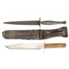 Image 1 : One Fairbairn-Sykes Dagger with Sheath and a Sheffield Bowie Knife