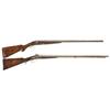 Image 1 : Two Double Barrel Shotguns -A) Ithaca Field Grade Hammerless Shotgun  B) Engraved Belgian Double Bar