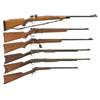 Image 1 : Six Rifles -A) Sporterized Springfield Model 1903 Bolt Action Rifle  B) Harrington & Richardson Mode