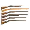 Image 1 : One Musket & Five Shotguns -A) Winchester Model 97 Slide Action Shotgun  B) Hopkins & Allen Minutema