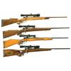 Image 1 : Four Sporterized Bolt Action Rifles -A) Mauser Kar-98 Bolt Action Sporter Rifle with Scope  B) Germa
