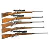 Image 1 : Five Sporterized Military Bolt Action Rifles -A) Sporterized Mauser Bolt Action Rifle with Scope  B)