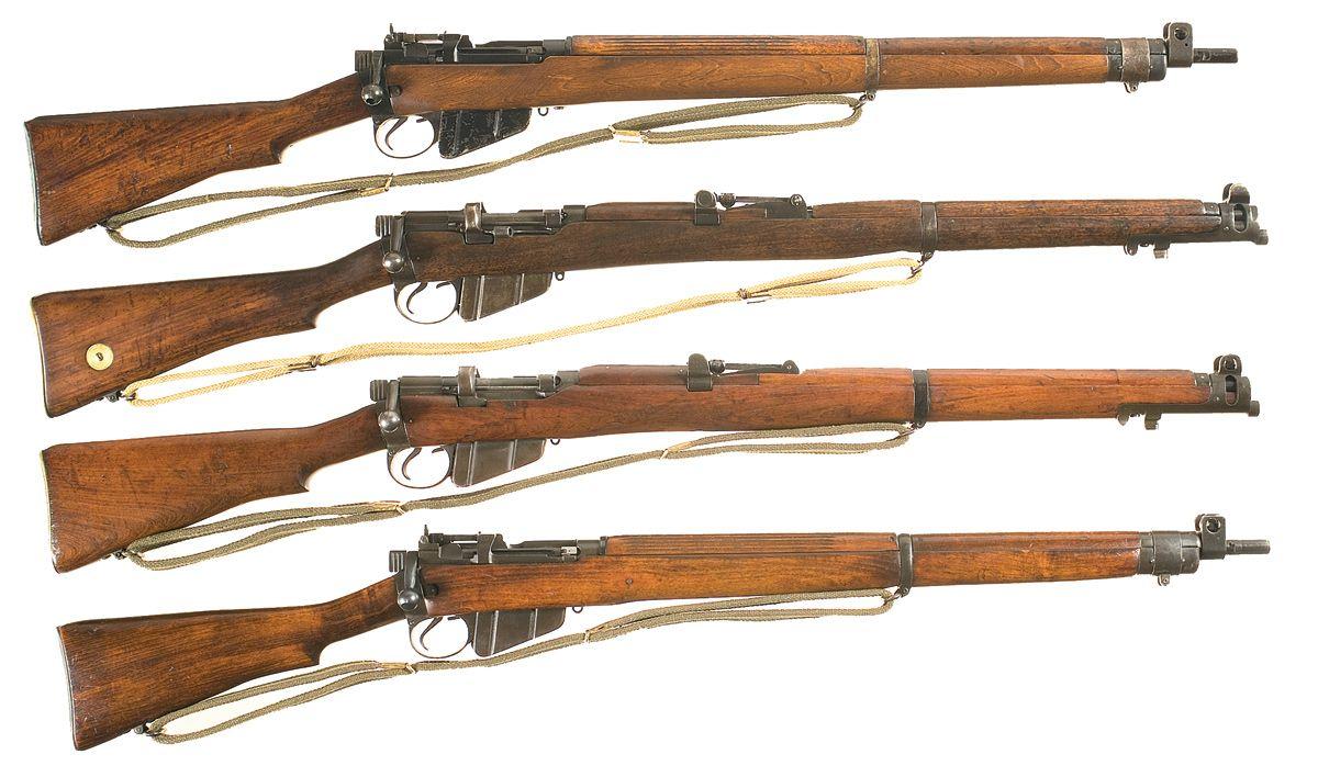 Four British Military Rifles A) British No. 4 MK I Enfield rifle B