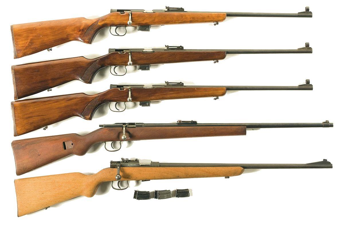 Five Rifles -A) Russian TOZ 17-01 Training Rifle B) Russian TOZ 17-01 ...