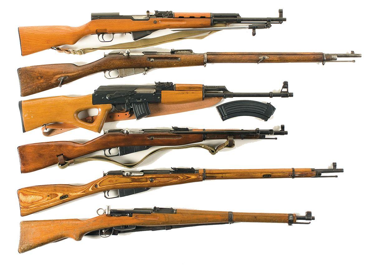 Four Russian and Chinese Rifles and Two Carbines A) Chinese SKS SemiAutomatic Carbine with