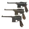 Image 1 : Three Spanish Broomhandle Pistols -A) Astra Model 900 Broomhandle Semi-Automatic Pistol  B) Astra Mo