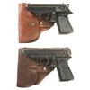 Image 1 : Two Walther Pistols with Holsters -A) Walther Nazi Police Proofed PPK Semi-Automatic Pistol with Hol