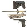Image 1 : Two WWII European Semi-Auto Pistols with a Nazi Dagger -A) CZ Model 27 Pistol with Holster, Second T