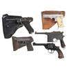 Image 1 : Five European Military Handguns -A) 1917 Dated DWM Luger Semi-Automatic Pistol with Leather Holster 