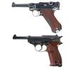 Image 1 : Two German Pistols -A) DWM 1920 Blank Chamber Luger  B) Walther P.38 "ac 44" Code Pistol
