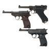 Image 1 : Three German Semi-Automatic Pistols -A) Mauser "byf" code, "42" Date Luger Pistol  B) Walther "ac/44