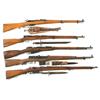 Image 1 : Five Military Rifles -A) Swiss K-31 Bolt Action Straight Pull Rifle with Sling, Bayonet, Sheath, and