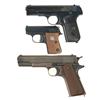 Image 1 : Three Colt Semi Automatic Pistols -A) Colt Model 1903 Hammerless .32 Pocket Pistol  B) Colt Junior P