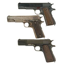 Three Semi Automatic Pistols -A) Colt Model 1911 A1 Semi Automatic Pistol  B) Colt Government Model 
