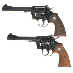 Two Colt Officer's Model Match Double Action Revolvers -A) Colt Officer's Model Match Double Action 