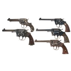 Five Colt Double Action Revolvers -A) Colt Model 1877 Lightning Double Action Revolver  B) Colt Offi
