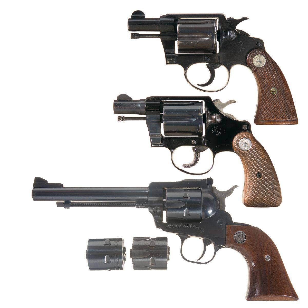 Three Revolvers A) Colt Police Positive Double Action Revolver B) Colt