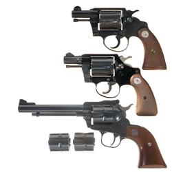 Three Revolvers -A) Colt Police Positive Double Action Revolver  B) Colt Cobra Double Action .38 Spe