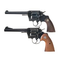 Two Colt Double Action Revolvers -A) Colt Official Police Double Action .22 Revolver  B) Colt Office