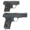 Image 1 : Two Colt Hammerless Pocket Pistols -A) Colt Model 1908 Hammerless .25 Pocket Pistol  B) Colt Model 1