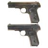 Image 1 : Two Colt Hammerless Pocket Pistols -A) Colt Model 1908 Pistol  B) Colt Model 1903 Pistol