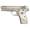 Image 1 : Custom Engraved Colt Model 1903 Hammerless Semi Automatic Pistol with Pearl Grips