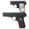 Image 1 : Two Colt Hammerless Pistols -A) Colt Model 1908 Vest Pocket Pistol with Pearl Grips  B) Colt Model 1