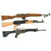 Image 1 : Three Semi-Automatic Rifles -A) Egyptian Rasheed Semi-Automatic Rifle with Folding Bayonet  B) FEG M
