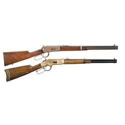 Two Lever Action Carbines -A) Winchester Model 1894 Saddle Ring Carbine  B) Uberti Little Big Horn C