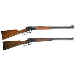 Two Lever Action Carbines -A) Engraved Browning Grade II Model BL-22 Deluxe Lever Action Carbine  B)